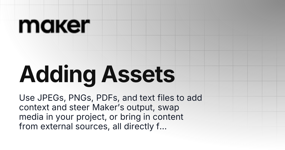 Adding Assets | Maker Documentation